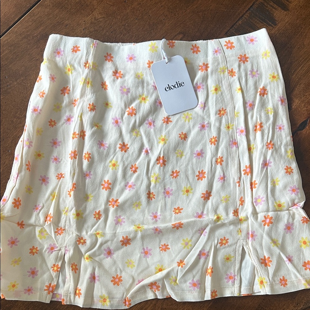 NWT Elodie Mini Skirt with Orange and Pink Floral Design